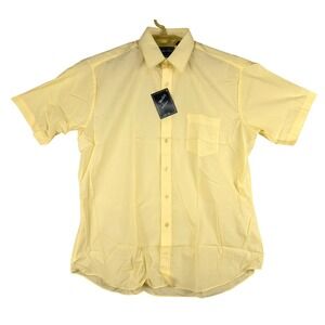 Van Cort Dress Shirt Short Sleeve Button Up Light Yellow Mens 16‎ 1/2